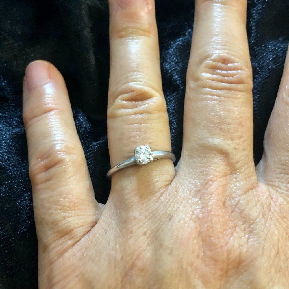 Solid 18k White Gold Diamond Split Engagement Ring - image 2